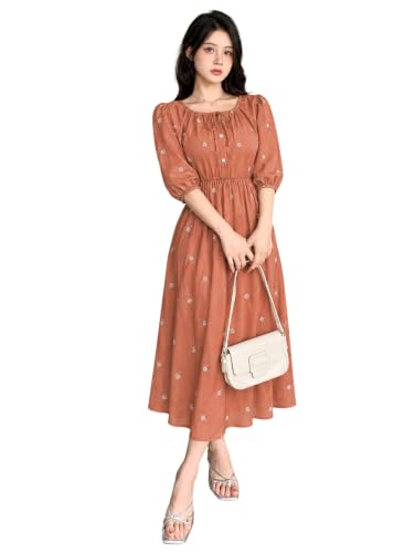 Image of SMOWKLY Cotton Blend Women's Casual Dress Mid-Length Maxi Dress for Woman ||Stylish Frocks for Women ||One Piece Dress for Women || Long Midi Dress for Woman || Party & Beach Wear