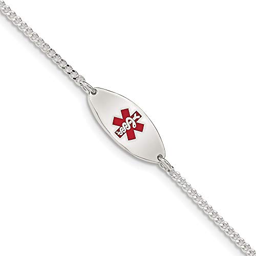 925 Sterling Silver Enameled Medical Alert Jewelry Bracelet 7 Inch Id Fine Mothers
