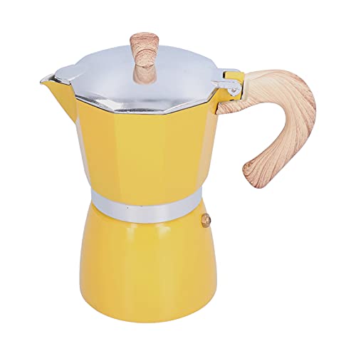 TIKATARER Cafetera de la Estufa Top, Cafetera de Acero Inoxidable Cafetera Cafetera Percolador de café 300 Ml Cafetería para Cafetería para la Estufa de Gas Horno Electrotermal (GREEN) (YELLOW)