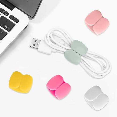 Cable Organizer Clips – 10pcs Silicone Cord Management for USB Cables, Charging Wires, and Earphones, Self-Adhesive Cable Holder for Home