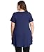 MONNURO Womens Plus Size Keyhole Summer Tops Sexy Swing Tunics Casual Loose Flowy Shirts Blouses Navy Blue