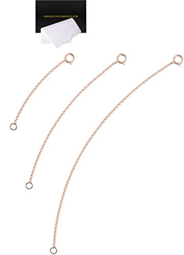 VANBARIS Rose Gold Necklace Extender Rose Gold 925 Sterling Silver Necklace Extender Chain Bracelet Anklet Jewelry Extension for Necklaces 3 Piece Set (2 4 6 Inches)