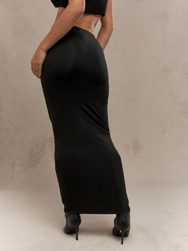 Casual Plain Bodycon Ruched Knit Long Skirt 2025 Fashion Skirts for Women2