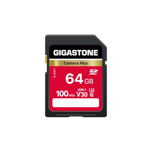 Image of GIGASTONE 64GB SD Card, Camera Plus, Speed Up to 100MB /s, UHS-I U3 Class 10 SDXC Memory Card Full HD Video for Digital Camera, with 1 mini case