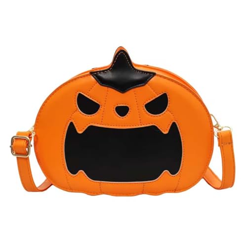 Halloween Crossbody Bag PU Leather Pumpkin Purse Novelty Ghost Shoulder Bag Horror Halloween Funny Handbag
