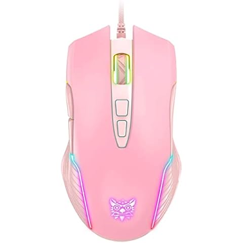 AJIJAR RGB Gaming-Maus Kabelgebunden, Rosa Optische USB-Maus Cover
