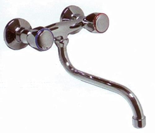 Robinet mélangeur évier mural 11 cm entre prises bec bas Eko