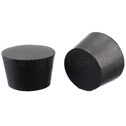 3 Pack - CleverDelights Solid Rubber Stoppers | Size 12 | 62mm x 51mm - 38mm Long - Black Lab Plug #12