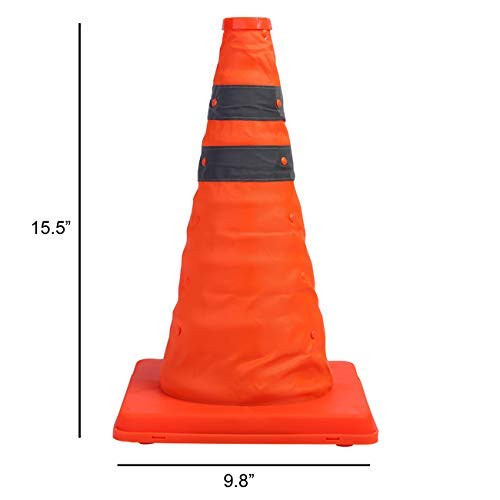 Sunnyglade 4 Pack 15.5 inch Collapsible Traffic Cones Multi Purpose Pop up Reflective Safety Cone (4)