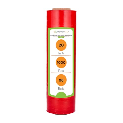 Red Stretch Wrap for Moving, 96 Pack of 20 Inch x 1000 Feet, High Cling Moving Stretch wrap, Cast Hand Stretch Film Moving wrap Rolls, Strong Plastic Wrap for Moving Furniture