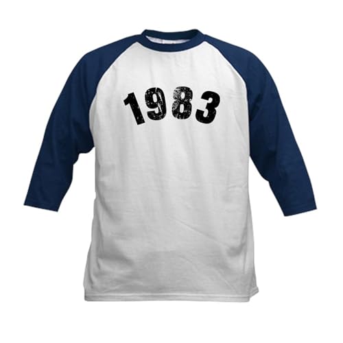 CafePress 1983 Year Vintage Baseball Jersey Kids Cotton Baseball Jersey, 3/4 Raglan Sleeve Shirt Navy/White