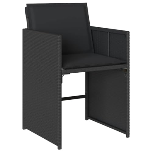 vidaXL Lot de 4 Chaises de Jardin avec Coussins, Sièges de Terrasse, Chaises de Balcon, Meubles de Patio Extérieur, Noir Résine Tressée