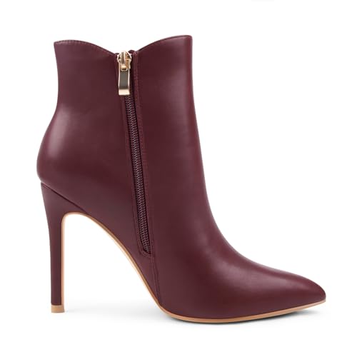 JOY IN LOVE Women's Ankle Boots 4 inch Stiletto High Heels Pointed Toe Zipper Boots2