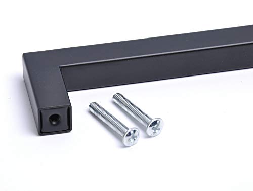 BSM Marketing 1 Pack Kitchen Door Handles 192mm Hole Centre Flat Black Cabinet Handles Stainless Steel Square Cupboard T Bar Handle (Screws Included) - Image 4