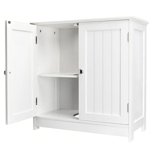 PZHAOJUNC Under Sink Bathroom Cabinet with Shelves, White Freestanding Pedestal