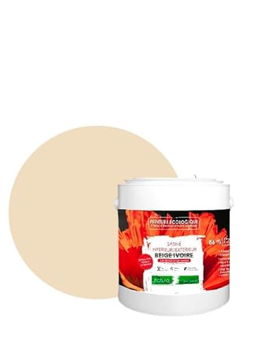 BOX DECO COULEURS Pintura natural ecológica interior exterior con aspecto satinado Natura – 2,5 l/33 m² [Clase energética A+], Beige Marfil