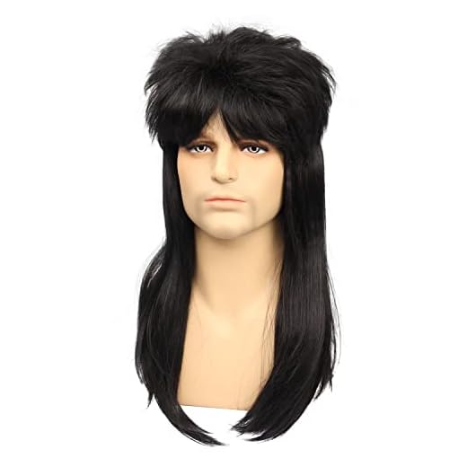MEIRIYFA Herr vippperuk lång svart peruk rockare punk peruk mullet peruker för halloween kostym cosplay fest – 62 cm