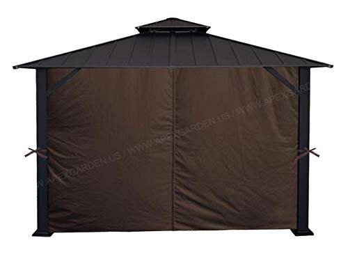 APEX GARDEN Four-Side Privacy Curtain Set for 10-Ft x 12-Ft Gazebo (Brown)