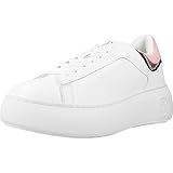 scarpe armani donna bianche 15.74803148 pollici ARMANI EXCHANGE Smooth Leather, Dettagli Dorati, Logo Circolare, Scarpe da Ginnastica Donna, White Blue Rose, 36 EU