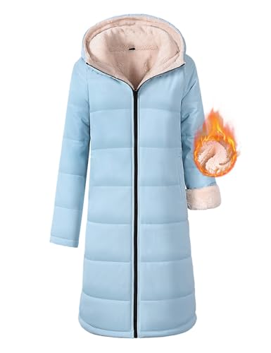 Yusongirl Womens Winter Long Coats Trendy Puffer Jacket Sherpa Fleece Lined Down Coat Long Sleeve Parka Oversized with Hood