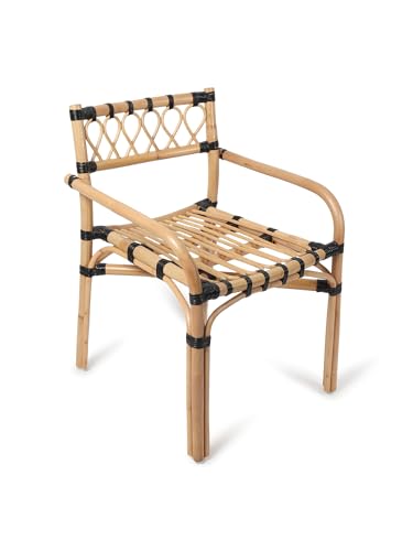 Image of Habere India-All the Cultures Fabricating India Cane Furniture | Outdoor Furniture | Wooden Chairs for Living Room | Arm Chair for Home - Beige (55 * 54 * 74 cm)