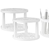 JANKINGS Paint Brush Holder 2-Pack, Plastic Round Paintbrush Organizer Stand with Stickers, Desk Brush Drying & Storage Rack for Watercolor, Acrylic, Gouache, Pens & Art Supplies