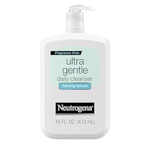 Neutrogena Ultra Gentle Foaming and Hydrating Face Wash for Sensitive Skin, Gently Cleanses Without Over Drying, Oil-Free, Soap-Free, 16 fl. oz