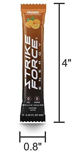 Image of Strike Force Energy Drink Mix - Orange Flavor - Natural Tasting Caffeine Drink - Turn Any Drink into a Healthy Energy Drink - Zero Calories, Keto Friendly, Sugar Free, Pre Workout (10 Liquid Packs)