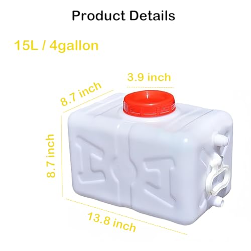 Tanque de agua de gran capacidad con grifo para uso doméstico y al aire libre - Cubo portátil y duradero de almacenamiento de agua de plástico (4 galones) miniatura 2
