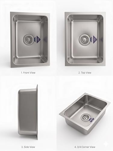 Image of NIRALI Kitchen Sink 19 x 16 Inch 304 Heavy Duty Stainless Steel | Single bowl Sink Round Coupling | Rust & Stain Resistant | Matt Finish | Minimizes Sound Orbis Kitchen SInk (Matt, 19 inch x 16 inch x 8 inch)