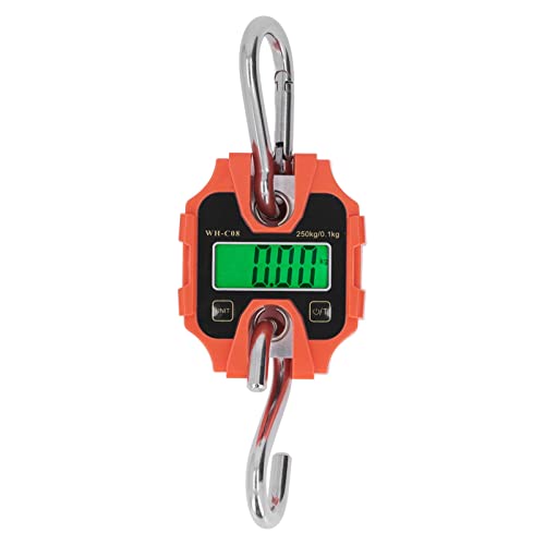 250kg Portable Mini Digital Crane Scale with Detachable LCD Display, 304 Stainless Steel Hook for Fishing, Hunting, Travel, Industrial Hanging Weighing Tool