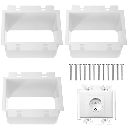 yeesport 3 Pcs Electrical Box Extenders, BE2 Electrical Outlet Box Extenders with 12 Screws, 2-Gang Electrical Power Box Extensions, Power Switch Receptacles Accessories, White