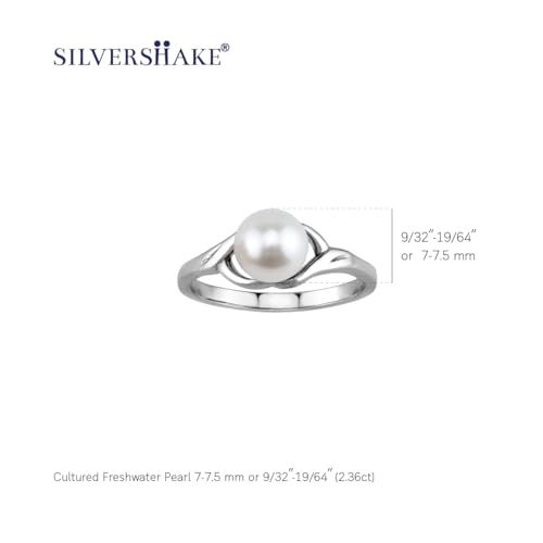 Silvershake White Cultured Freshwater Pearl 925 Sterling Silver Promise Solitaire Ring2