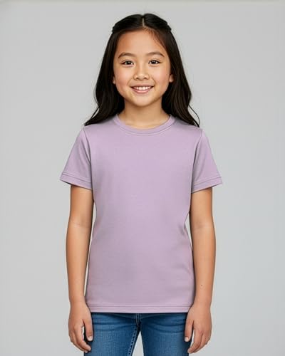Image of Real Essentials 5 Pack: Girls' Cotton Short Sleeve Crew Neck T-Shirt - Athletic Tee Shirt for Teens Kids Youth (Ages 4-16)