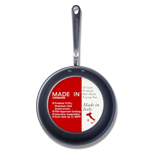 Made In Cookware | ProCoat 10' Non Stick Frying Pan (Graphite) | 5 Ply Stainless Clad Nonstick |...