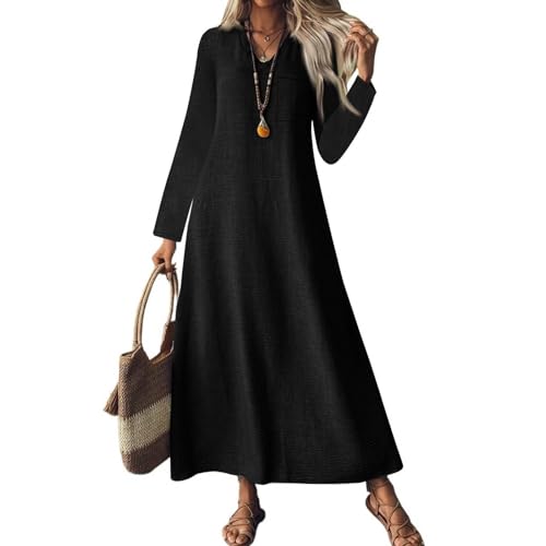 Vestido Manga Larga Mujer Largo Coctel Retro Otoño...