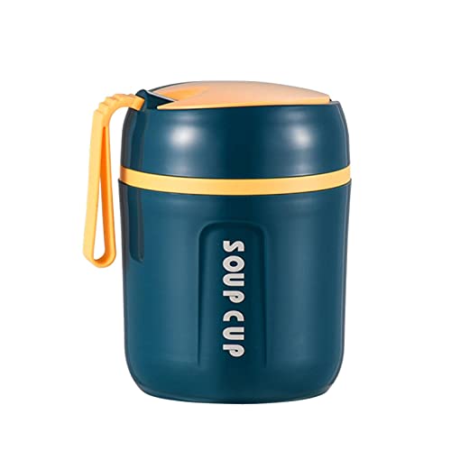 Bocal à soupe isotherme de 473 ml pour aliments chauds et froids, boîte à déjeuner Bento étanche en acier inoxydable pour enfants et adultes avec cuillère, le bureau,l'extérieur(bleu) Cover