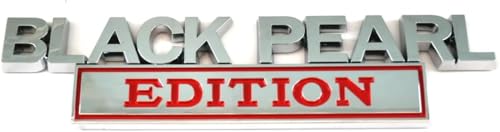 Image of Pirate Plus Black Pearl Edition Trunk Side Rear Front Hood Door Emblem Decal 3D Letter Badge Sticker (Silver Red)