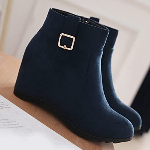 Bottines compensées en daim bleu confortables pour le bureau - 5