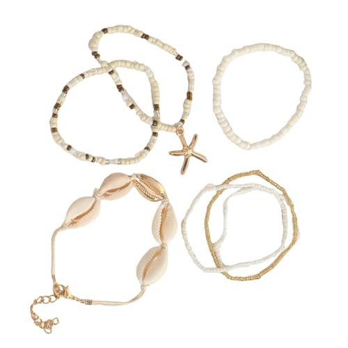 Hrtyvhin Pulsera marina de 7 piezas delicada pulsera de joyería a mano accesorios dulces resina y textura de concha para evento especial