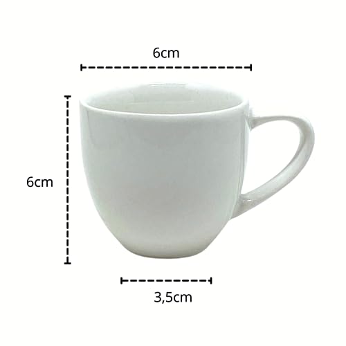 Jogo 6 Xicara Cafe Colorida Porcelana Pires Madeira 95ml - Mundo Da Porcelana (Branca)