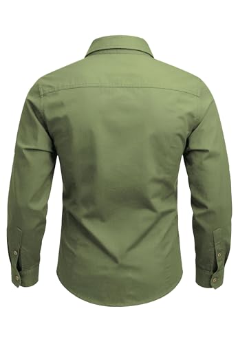 Zyvrenix Men's Long Sleeve Button Down Cotton Shirts with Pockets Green 3XL - image 2