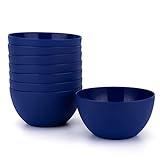 KX-WARE Juego de 8 cuencos de plástico irrompibles y reutilizables de 32 onzas/6 pulgadas, cuencos de plástico para cereales, sopa, ensalada, color azul marino, aptos para lavavajillas, sin BPA