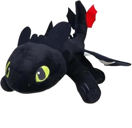 JeDoresEvian Toothless Little Dragon Doll, Black and White Double Evil Spirit Doll with Suction Cup, Helmet, car, Motorcycle roof sunroof Decoration(Black)