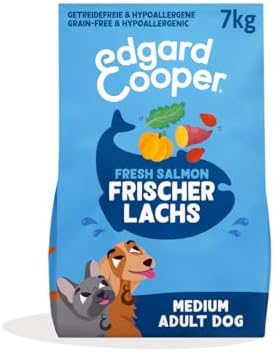 Edgard & Cooper Hundefutter trocken für Medium Adult Hunde (7kg), frischer Lachs, ausgewogene Ballaststoffe für die Darmgesundheit, Natürliche, hypoallergene Rezeptur, nie Fischmeh