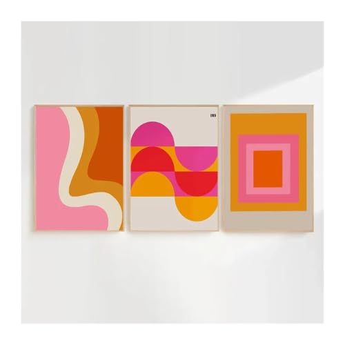 Arte de la pared chic con lienzo de moda urbana naranja para dormitorios actuales 6