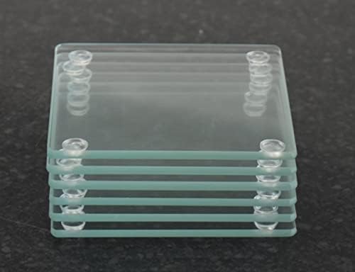 Deenz Set Of 30 Square Shaped Clear Glass 10Cm Coasters Dining Table Mats Kitchen Utensils Heat Resistant Luxurious Lifestyle Heavy Duty