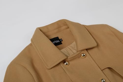 CHARTOU Women's Elegant Poncho Double-Breast Slit Sleeve Flowy Wool Blend Cape Cloak Coat4