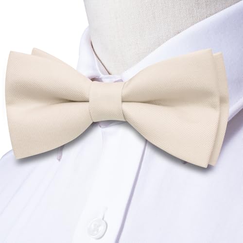 Image of Hi-Tie Bow Ties for Men Pre-Tied Pocket Square with Cufflinks Mens Bowtie Sets for Wedding Formal Party