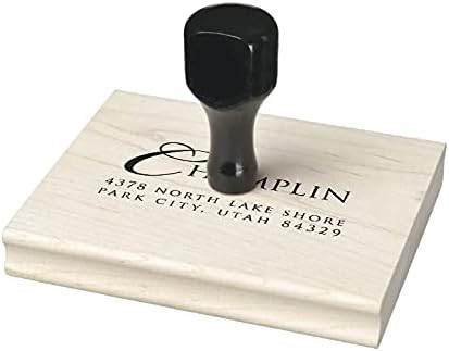 Miniatura 3 de Infusion Sello de goma de madera de alta calidad personalizado con índice grabado láser y mango de madera negra resistente, 4 x 5 pulgadas